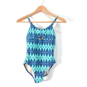 CLEOBELLA Swimsuit Girl One Piece 8 Cut Out Western Aztec Boho Bathing Turquoise